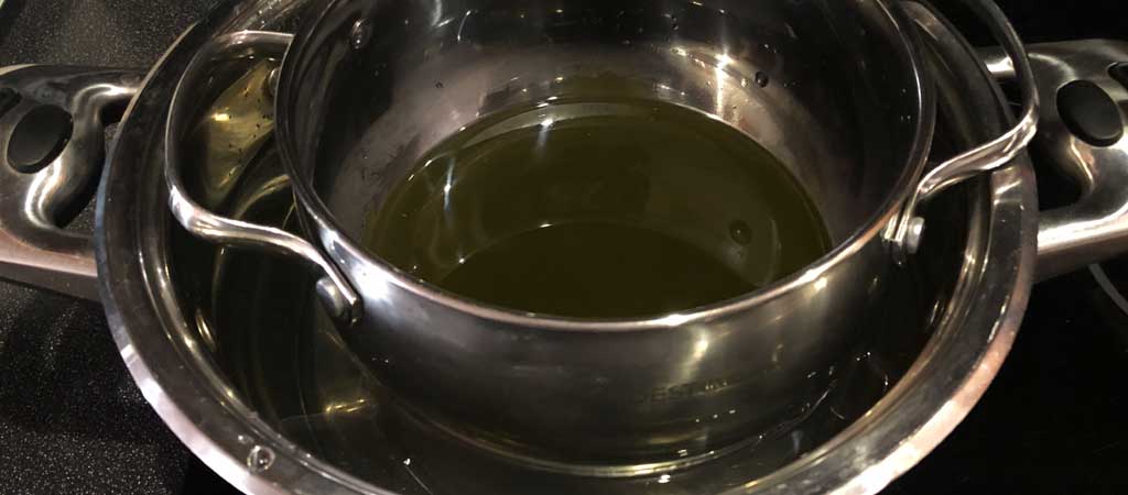Melting wax using double boiler